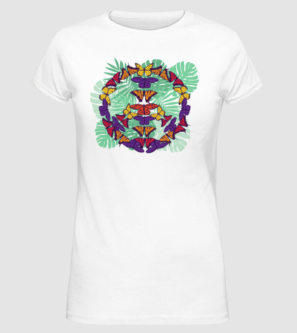 Peace tricou cu fluturi model alb pe tricou