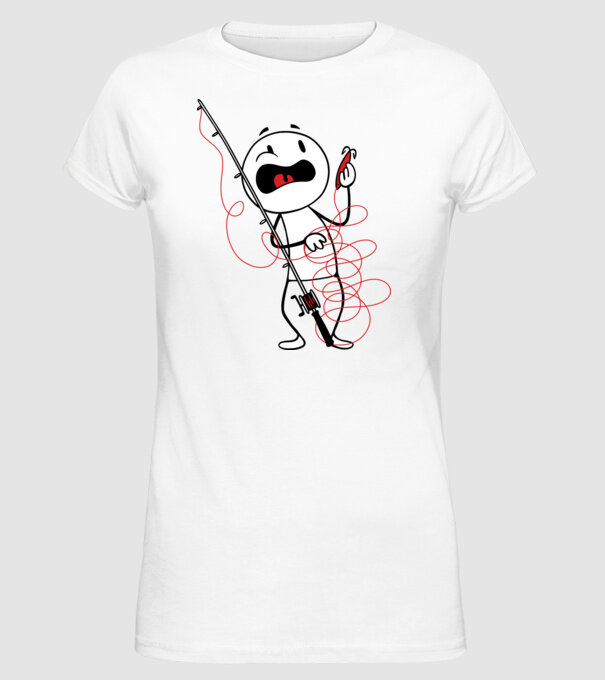 Încurcătură pescar model alb pe tricou