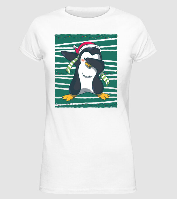 Pinguin DAB Crăciun model alb pe tricou