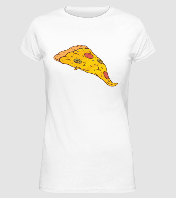 Felie de pizza Cuplu model alb pe tricou