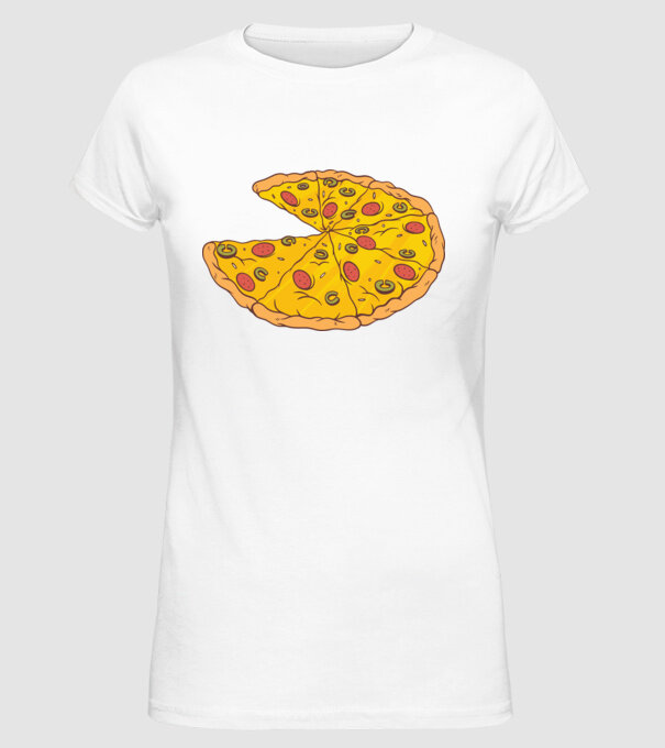 Felii de pizza Cuplu model alb pe tricou