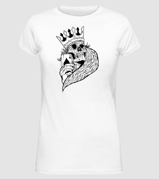 Craniu Poker model alb pe tricou