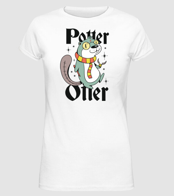 Potter Otter Vidra model alb pe tricou