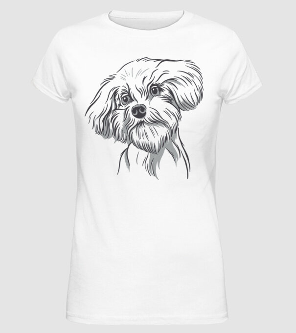 Câine Pudel model alb pe tricou
