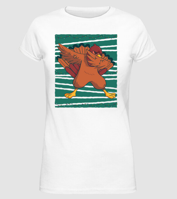 Curcan DAB Ziua Recunoștinței Thanksgiving model alb pe tricou