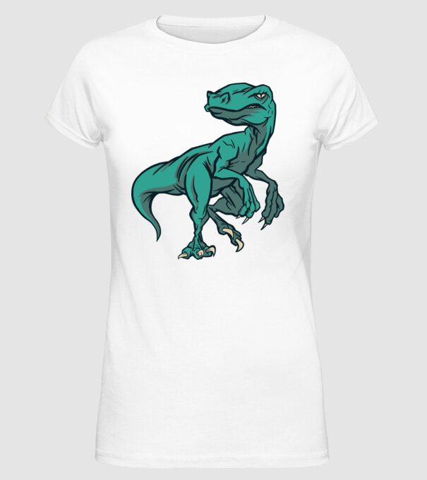 Dinozaur Raptor model alb pe tricou