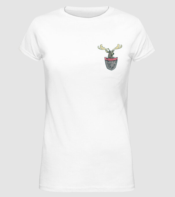 buzunar ren model alb pe tricou