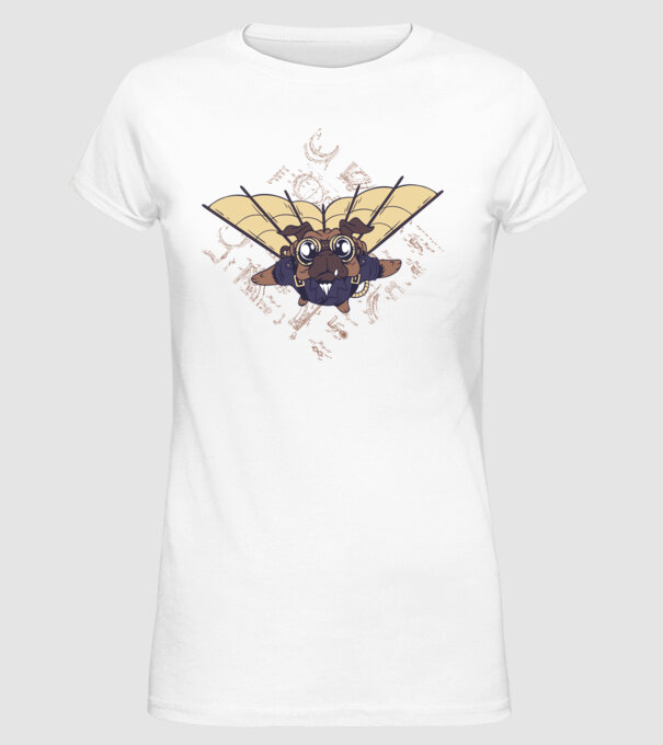 Mops Zburător model alb pe tricou