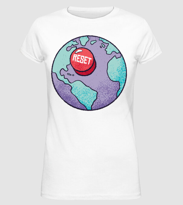 Reset Pământ model alb pe tricou