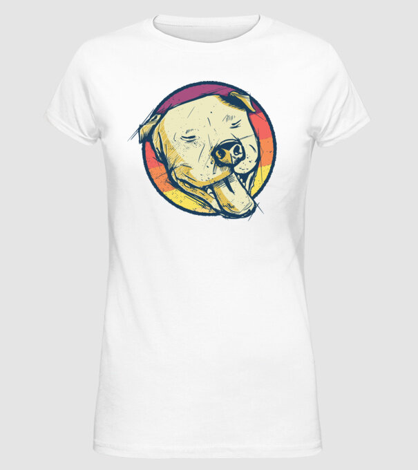 Cap Pitbull retro model alb pe tricou