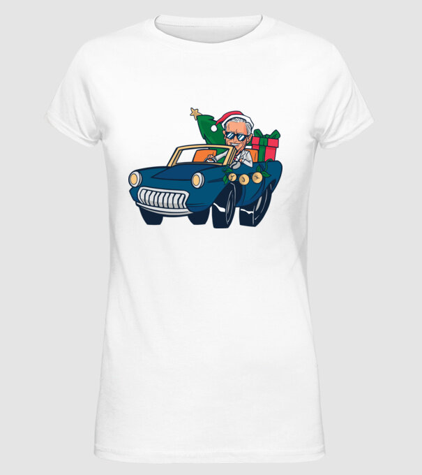 Ridin with Biden Crăciun model alb pe tricou