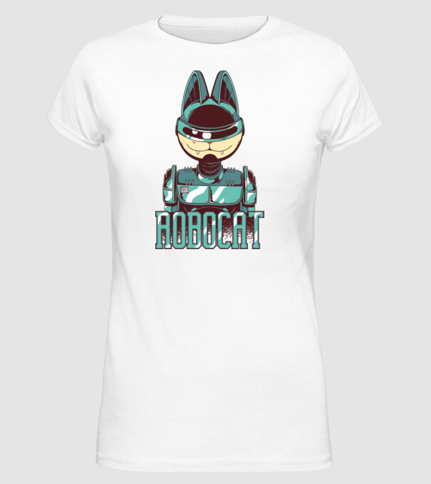 Robocat - Pisică Robot model alb pe tricou
