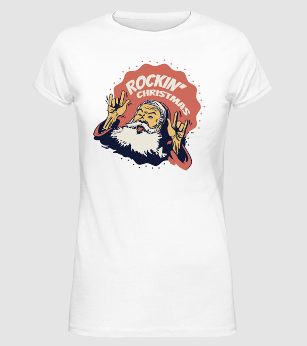 'Rockin'' Christmas Crăciun' model alb pe tricou