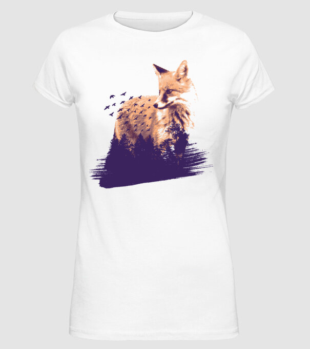 Vulpe Pădure model alb pe tricou