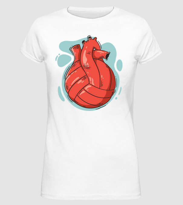 Inimă volei model alb pe tricou