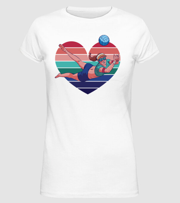 voleibalist retro model alb pe tricou