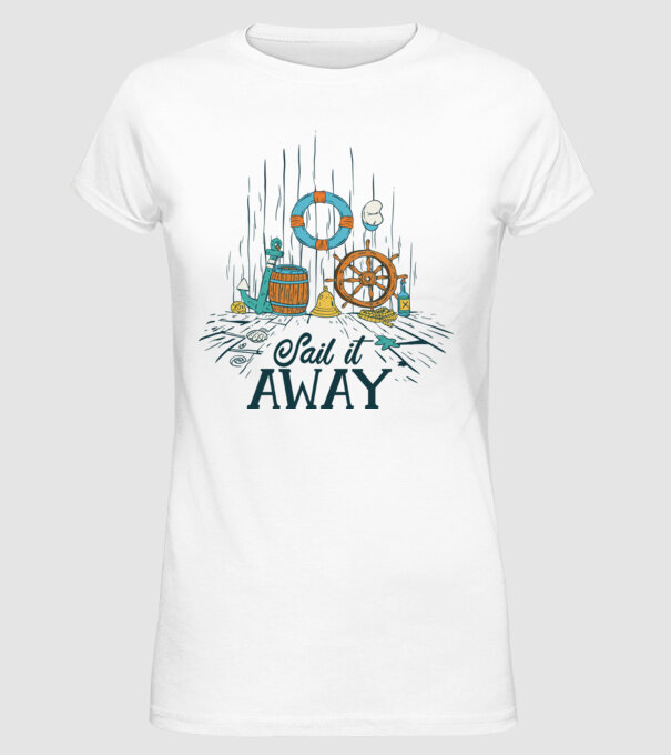 Sail it away model alb pe tricou