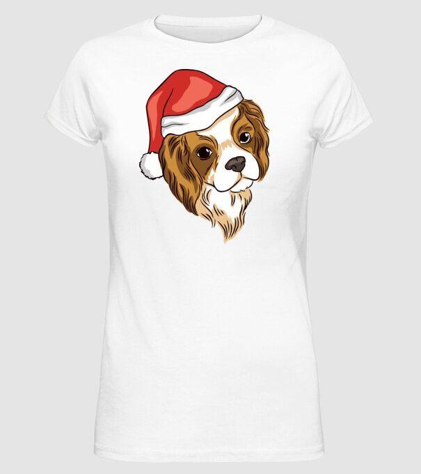 Santa Cocker Spaniel model alb pe tricou