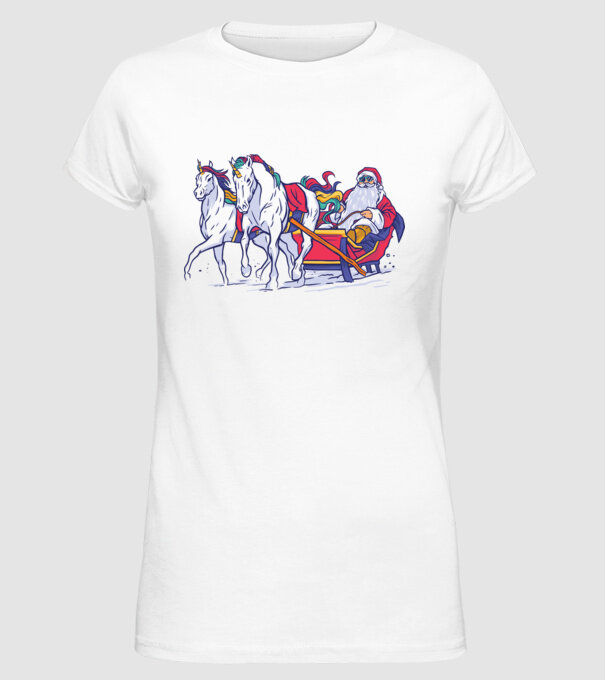 Santa Unicorn Moș Crăciun model alb pe tricou