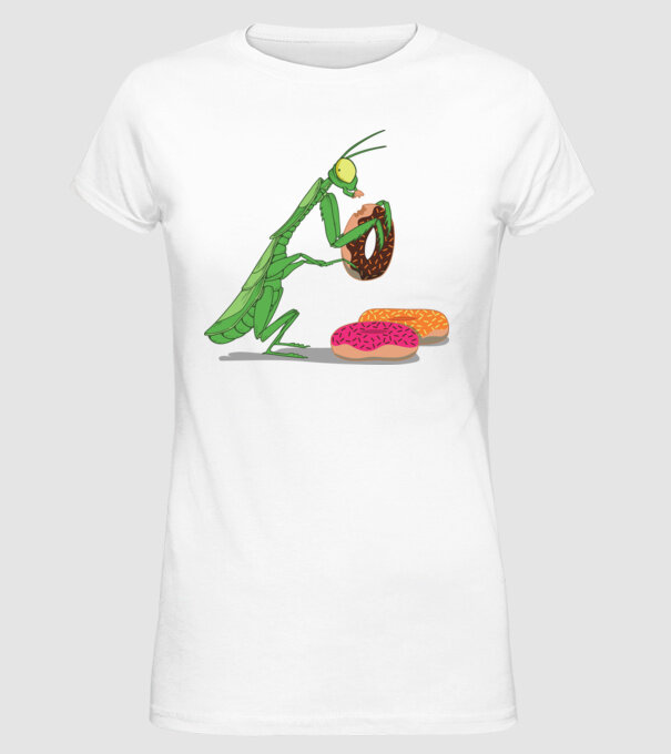 Lăcustă cu gogoașă model alb pe tricou