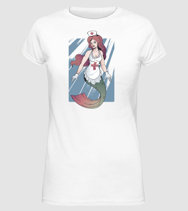 Infirmieră sirenă model alb pe tricou