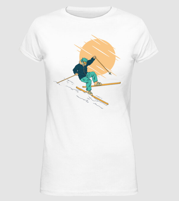 Căzătură schior model alb pe tricou