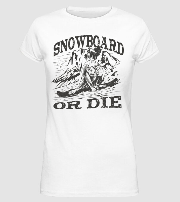 Maimuță Snowboarder model alb pe tricou