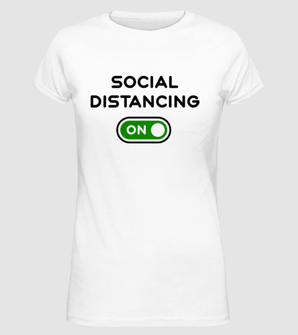 Social distancing on model alb pe tricou