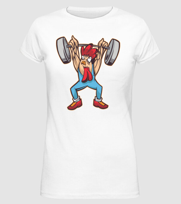 Pui Halterofil model alb pe tricou