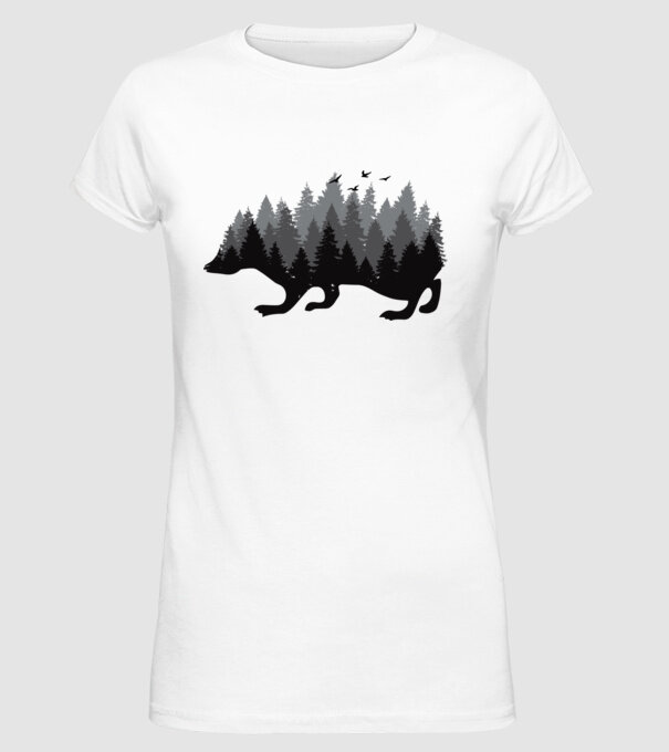 Siluetă Arici model alb pe tricou