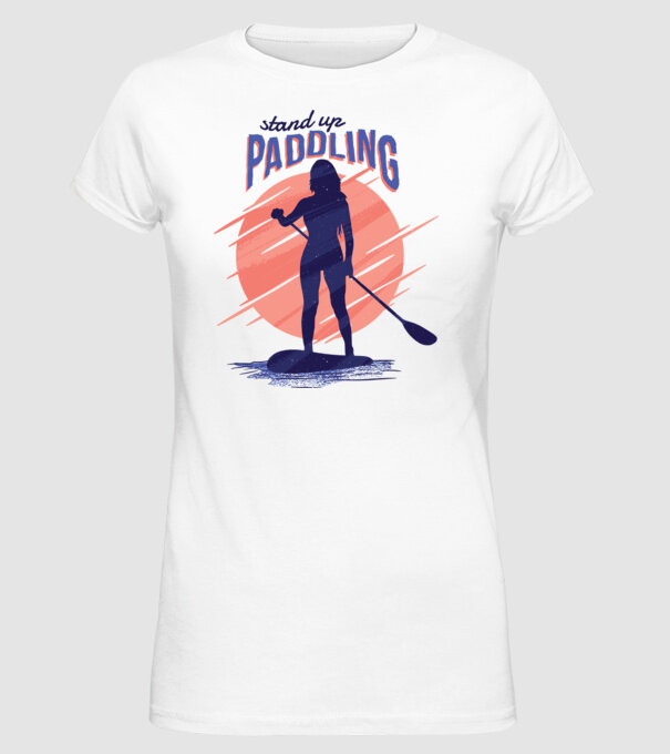 Tricou SUP Stand Up Paddle model alb pe tricou