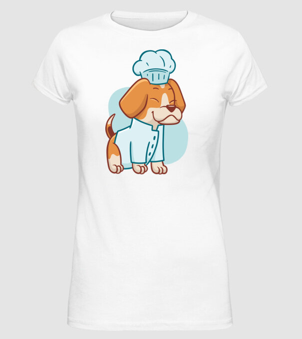 Beagle bucătar model alb pe tricou
