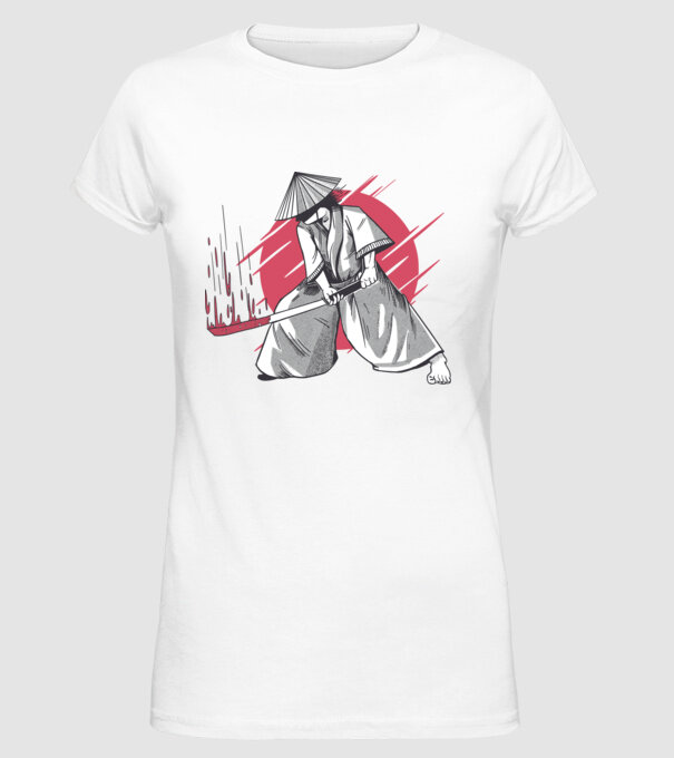 Sabie de samurai model alb pe tricou