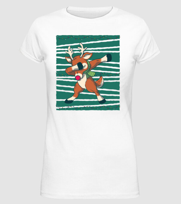 Ren DAB Crăciun model alb pe tricou