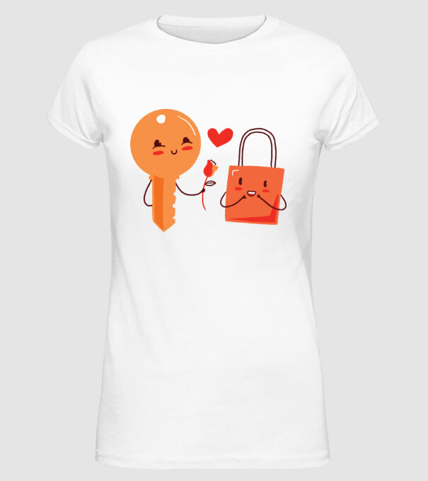 Lacăt Dragoste model alb pe tricou