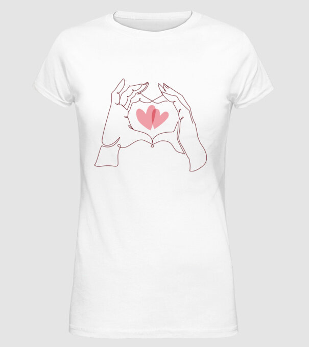 Dragoste Valentine inimă model alb pe tricou