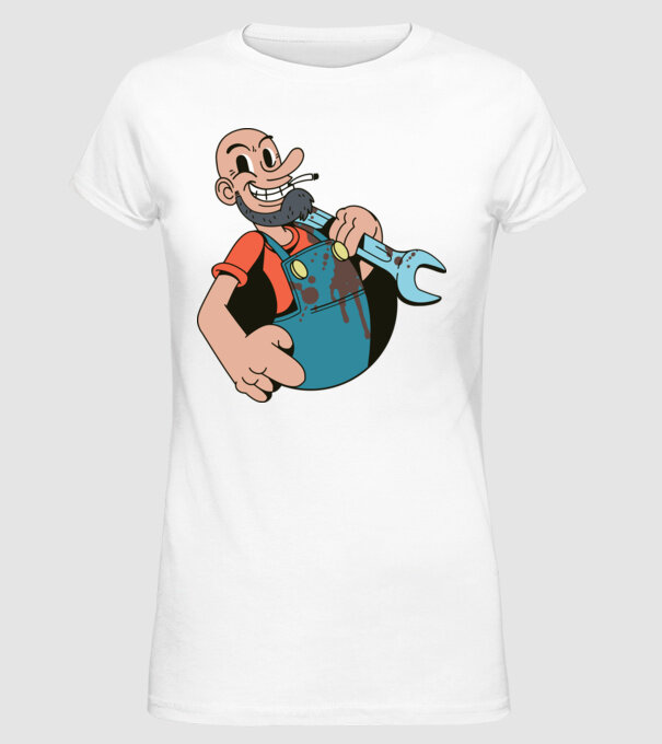 Instalator model alb pe tricou