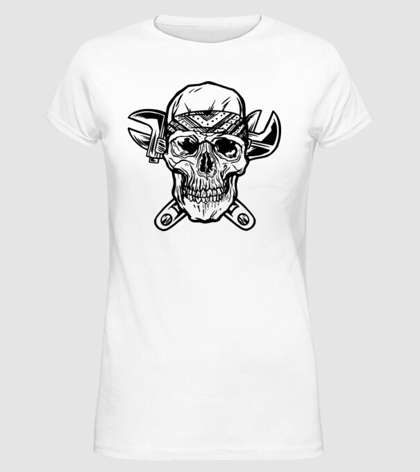 Craniu Instalator model alb pe tricou