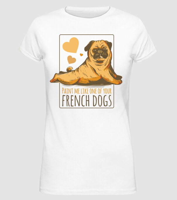 Mops sexy model alb pe tricou