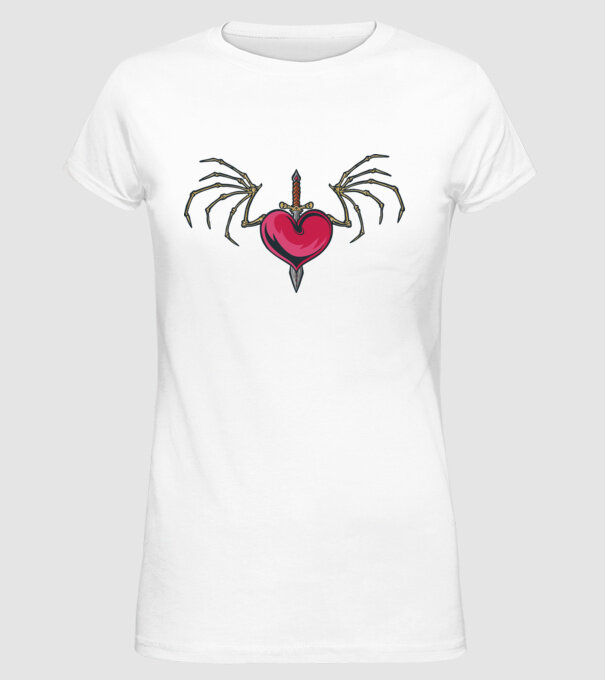 Inimă cu sabie model alb pe tricou