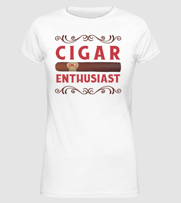 Pasionat de trabucuri model alb pe tricou