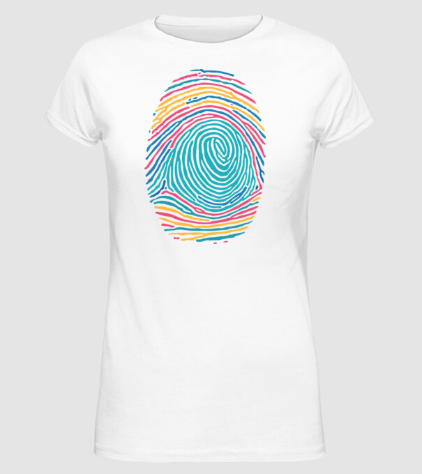 Amprentă curcubeu model alb pe tricou