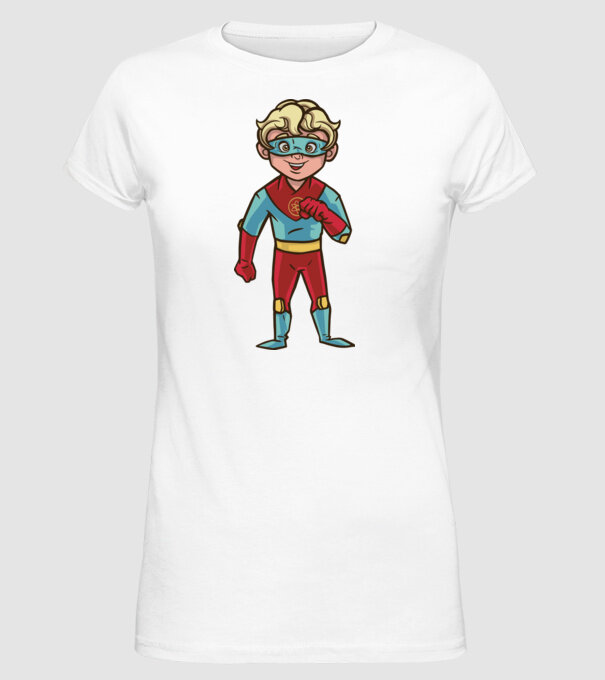 Băiat supererou model alb pe tricou