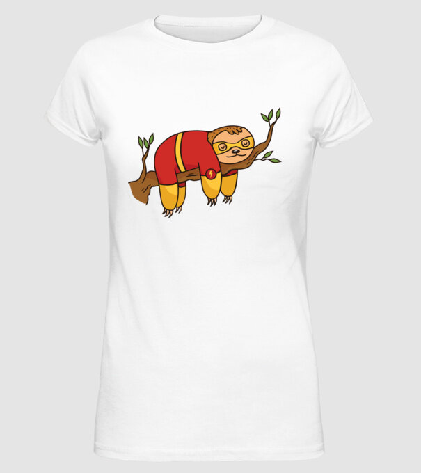 Leneș supererou model alb pe tricou