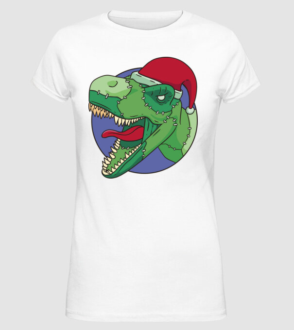 T-rex Santa model alb pe tricou