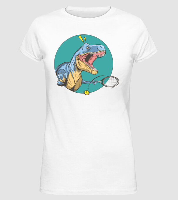 Dinozaur T-rex Tenis model alb pe tricou