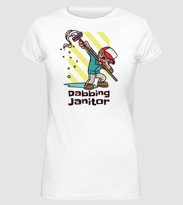 Cleaning DAB model alb pe tricou
