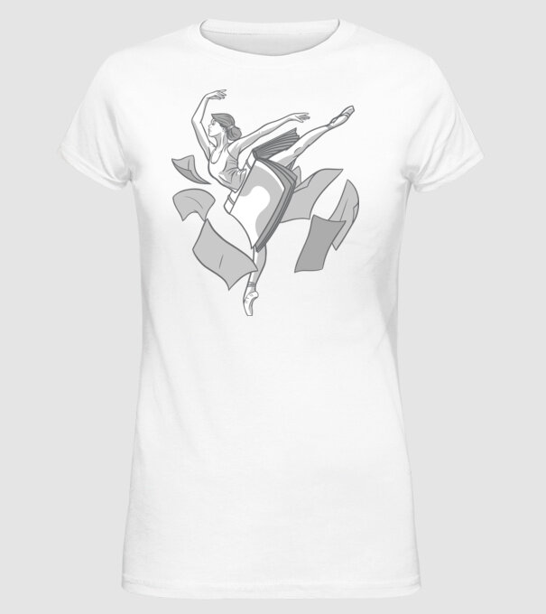 Balerină dansatoare model alb pe tricou