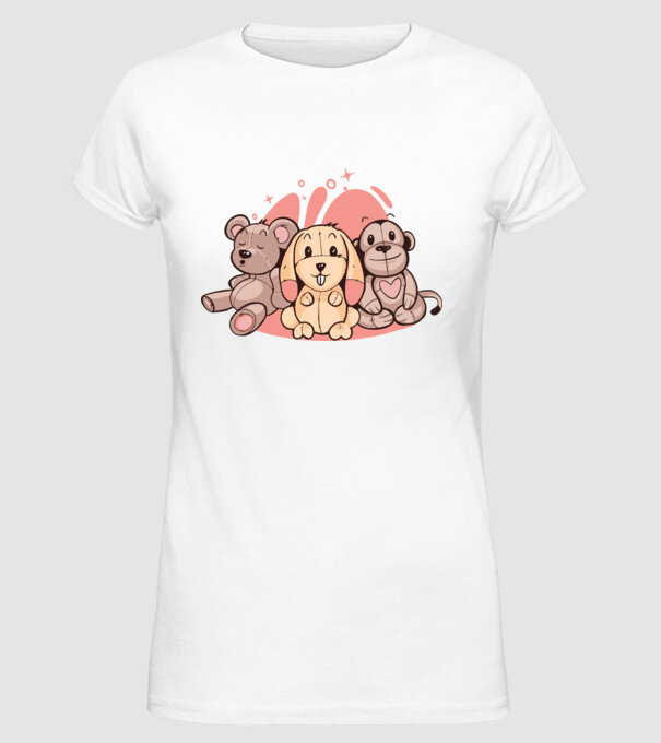 Animale Teddy model alb pe tricou