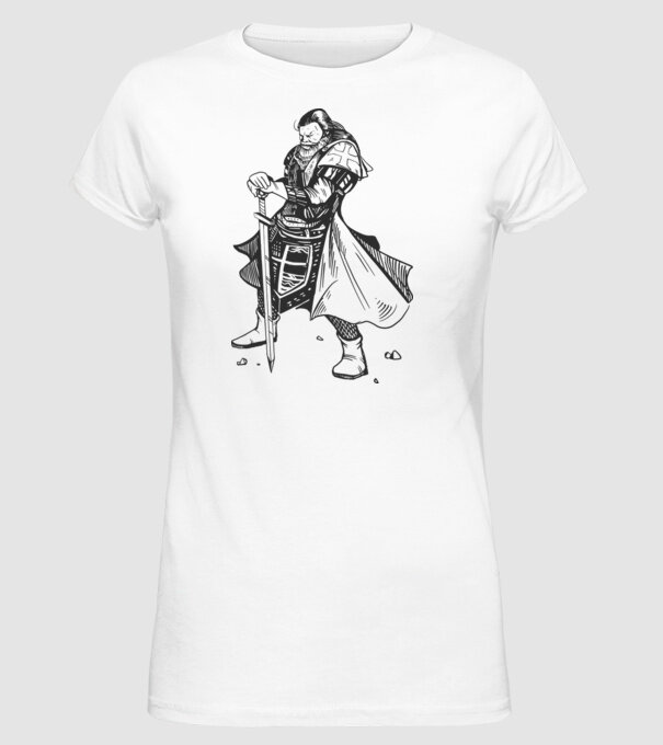 Cavaler Templier model alb pe tricou